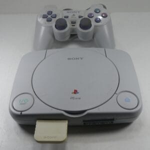 Sony PlayStation PSOne Console White + Dual Shock Controller + Memory Card Used